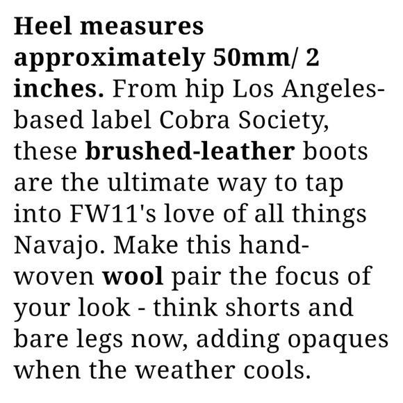 COBRA SOCIETY Navaho  Indian Wool RED Blanket Golden LEATHER Western Boots 7 EUC - Picture 14 of 15